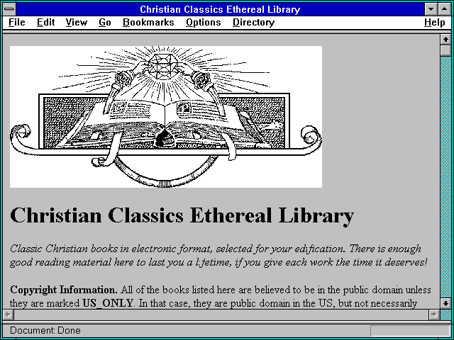 Screenshot of Christian Classics Ethereal Library