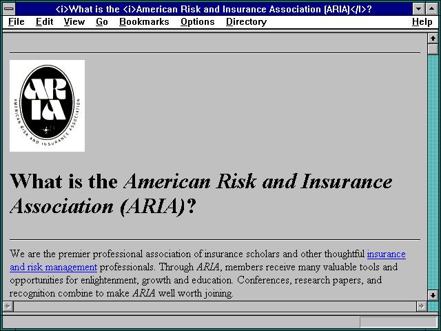 Screenshot of What is the American Risk and Insurance Association (ARIA)?