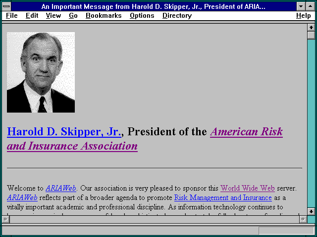 Screenshot of An Important Message from Harold D. Skipper Jr. President of ARIA...