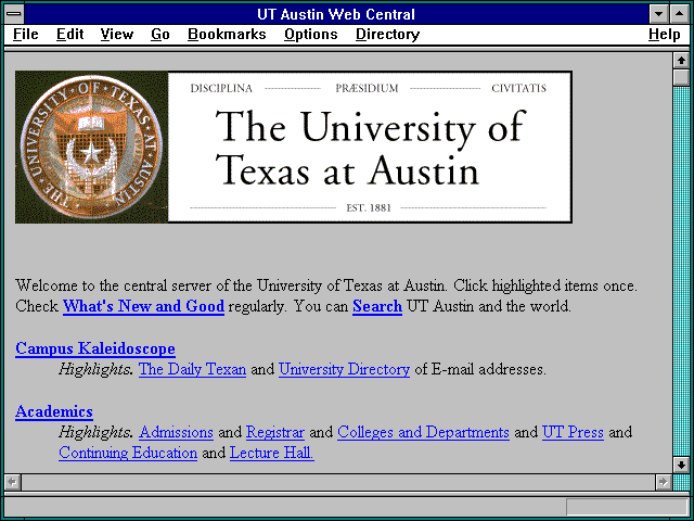 Screenshot of List of Texas Web Sites