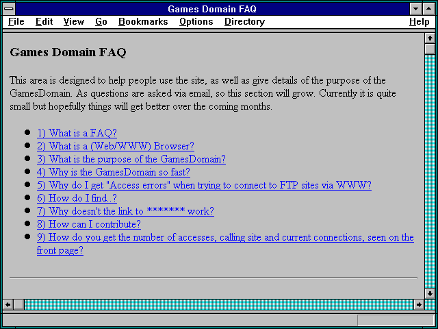 Screenshot of Games Domain FAQ