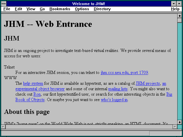 Screenshot of Welcome to JHM!