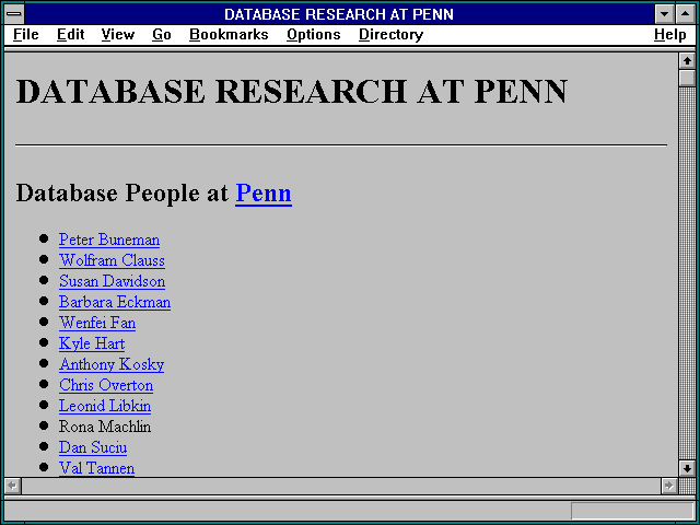 Screenshot of DATABASE RESEARCH AT PENN