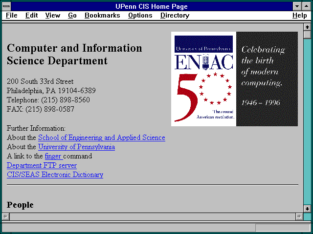 Screenshot of UPenn CIS Home Page