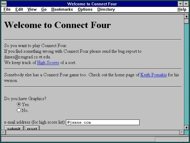 Screenshot of Welcome to Connect Four