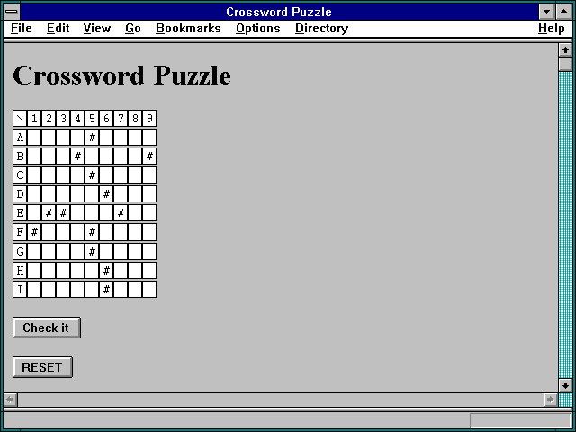 Screenshot of Crossword Puzzle