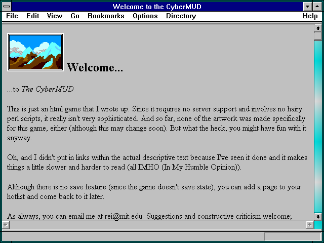 Screenshot of Welcome to the CyberMUD