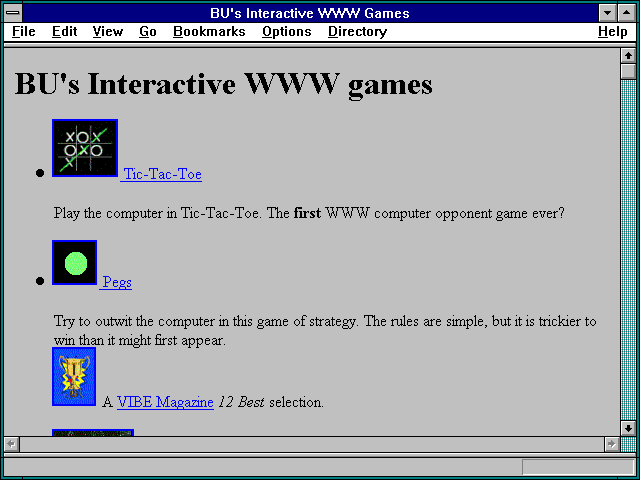 Screenshot of BU's Interactive WWW Games