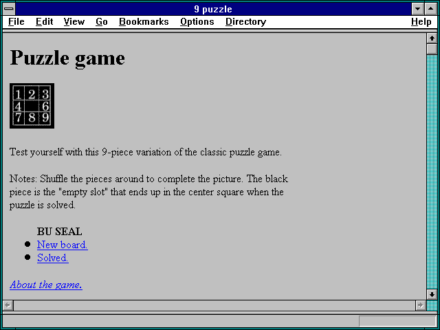 Screenshot of 3x3 piece Slide Puzzle.