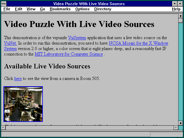 Screenshot of Live video on the network experiments