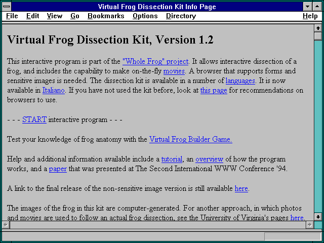 Screenshot of Interactive forms-based frog dissection kit