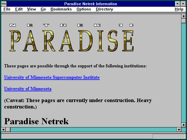 Screenshot of Paradise Netrek Information