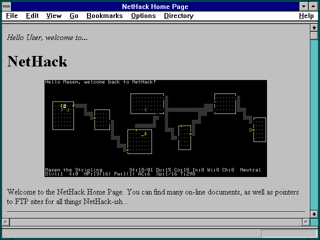 Screenshot of NetHack Home Page