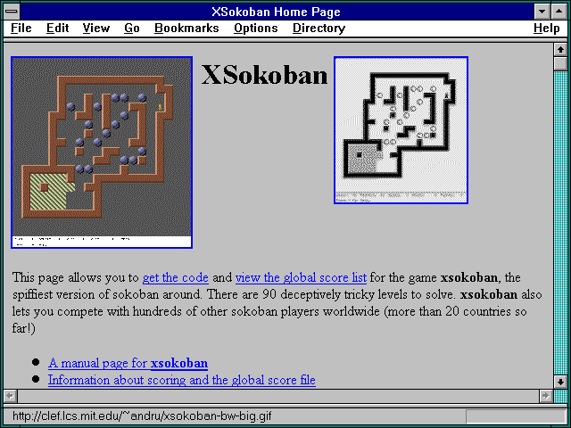 Screenshot of XSokoban Home Page