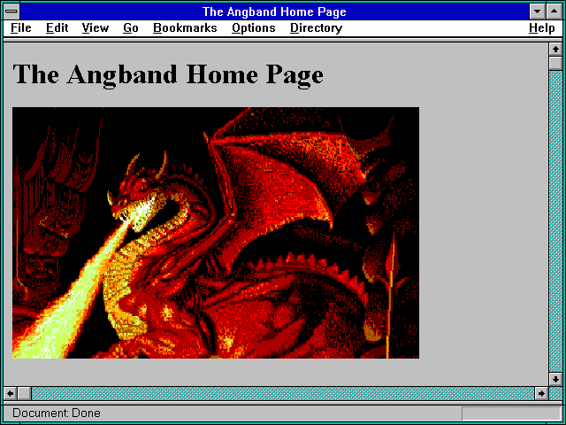Screenshot of The Angband Home Page