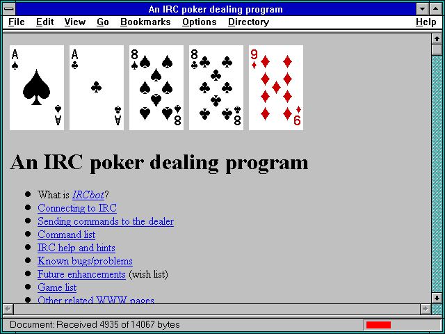 Screenshot of An IRC poker dealing program