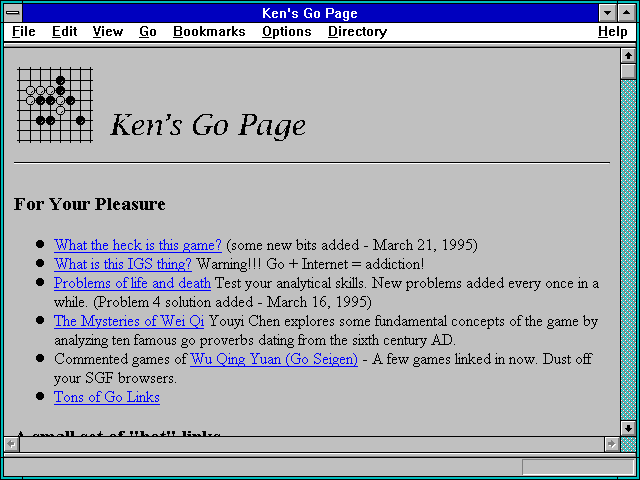 Screenshot of Ken's Go Page