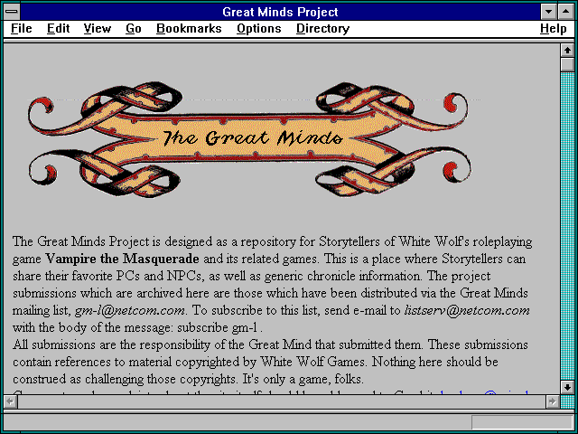 Screenshot of Great Minds Project
