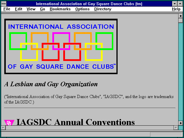 Screenshot of International Association of Gay Square Dance Clubs (tm)