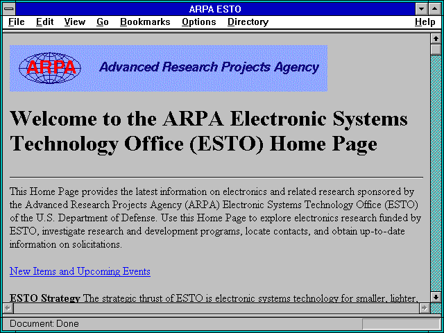 Screenshot of ARPA ESTO