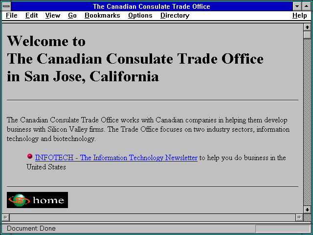 Screenshot of Canadian Consulate Trade Office, San Jose, California