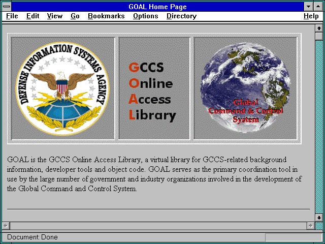 Screenshot of GOAL Home Page