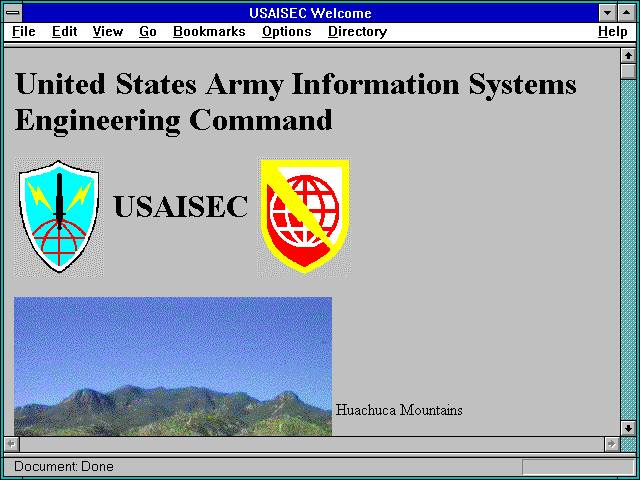 Screenshot of United States Army Info. Systems Engineering Command