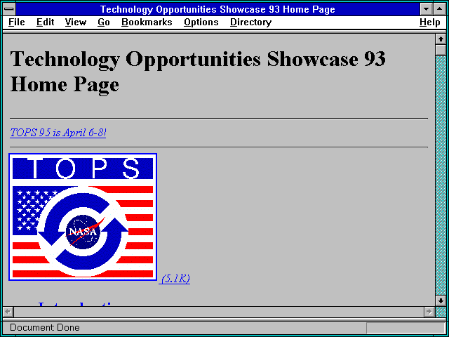 Screenshot of Technology Opportunities Showcase 93 Home Page