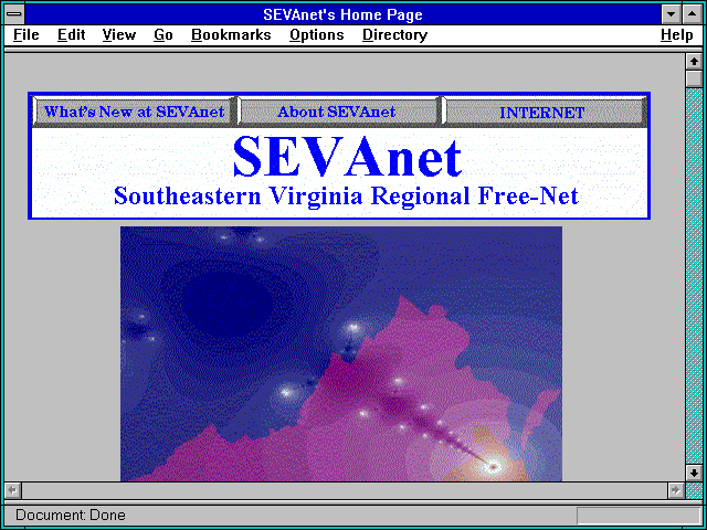 Screenshot of SEVAnet's Home Page
