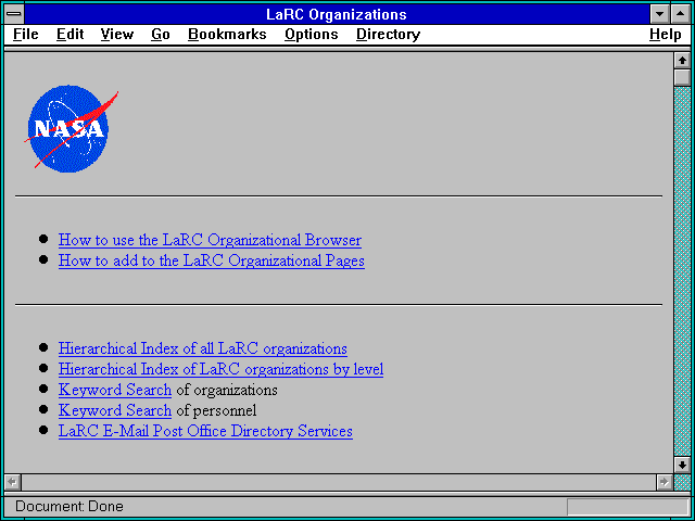 Screenshot of LaRC Organizations