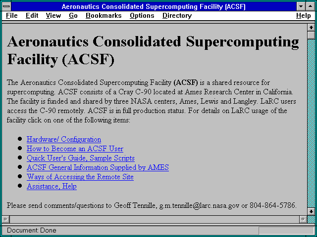 Screenshot of Aeronautics Consolidated Supercomputing Facility (ACSF)