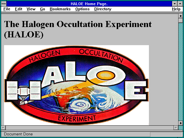 Screenshot of HALOE Home Page.