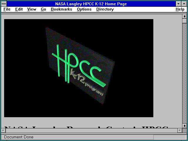 Screenshot of NASA Langley HPCC K-12 Home Page