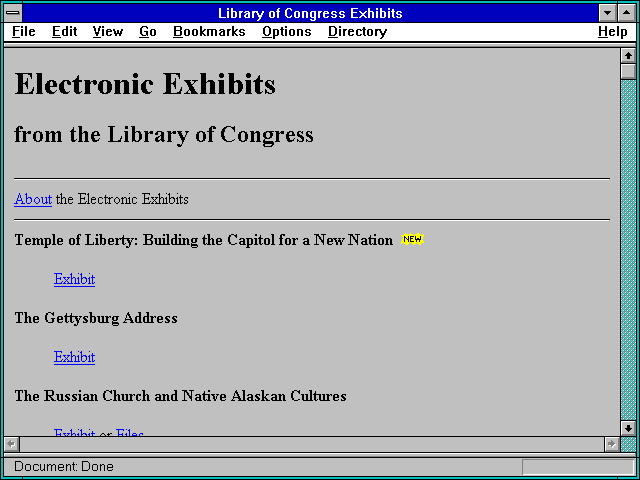 Screenshot of Library of Congress Exhibits