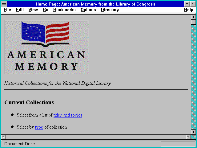 Screenshot of American Memory Collection