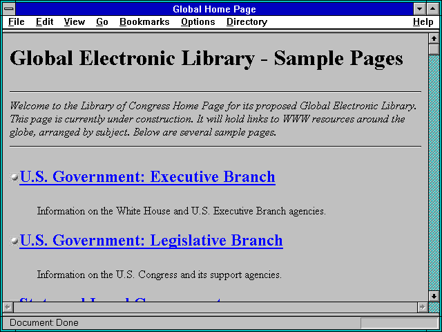 Screenshot of Global Home Page