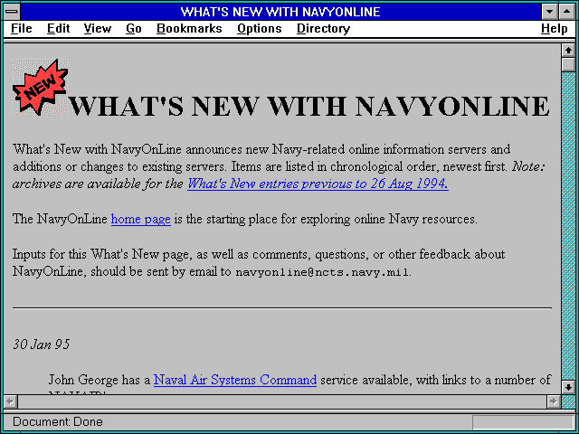 Screenshot of WHAT'S NEW WITH NAVYONLINE