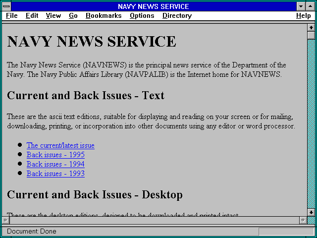 Screenshot of NAVY NEWS SERVICE