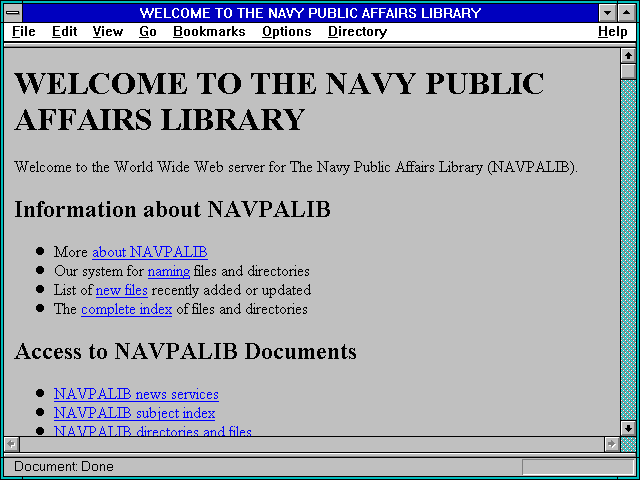 Screenshot of WELCOME TO THE NAVY PUBLIC AFFAIRS LIBRARY