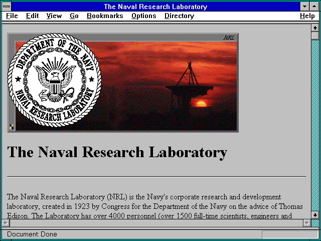 Screenshot of The Naval Research Laboratory