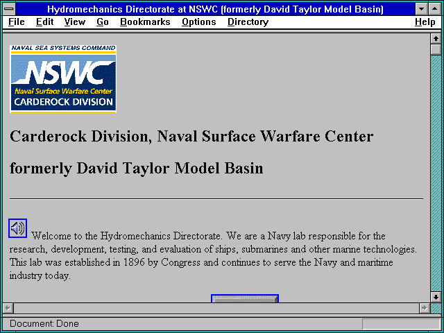 Screenshot of Navy Selected WWW Servers