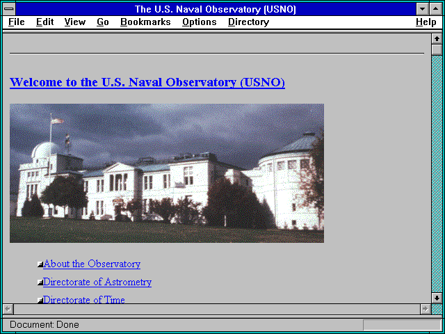 Screenshot of The U.S. Naval Observatory (USNO)