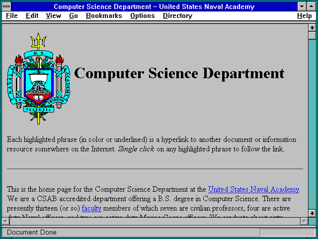 Screenshot of Computer Science Department -- United States Naval Academy