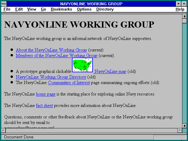 Screenshot of NAVYONLINE WORKING GROUP