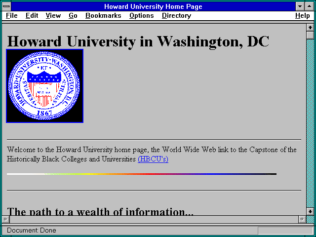Screenshot of Howard University Home Page