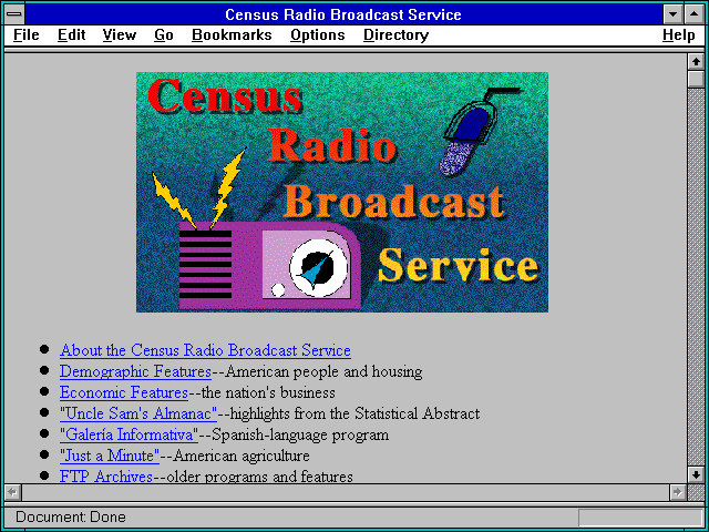 Screenshot of Census Radio Broadcast Service