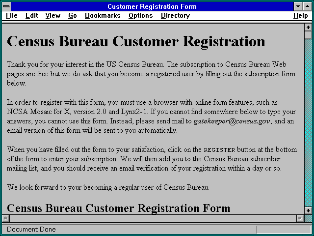Screenshot of Customer Registration Form