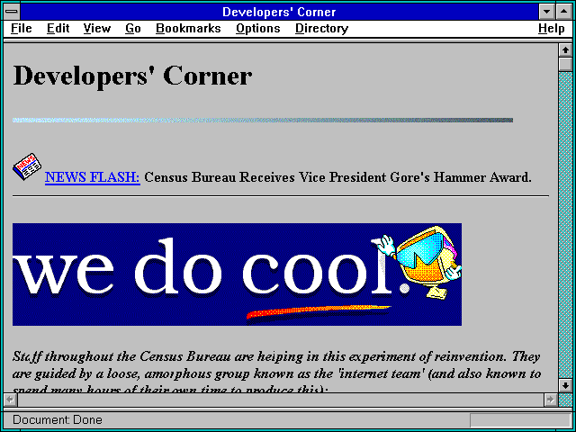 Screenshot of Developers' Corner