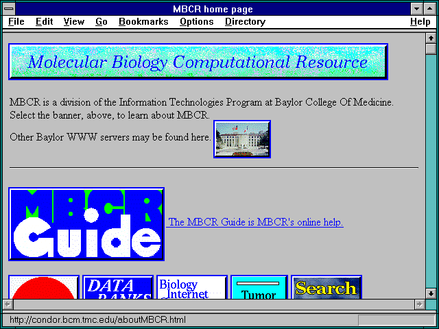 Screenshot of MBCR home page
