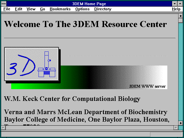 Screenshot of 3DEM Home Page